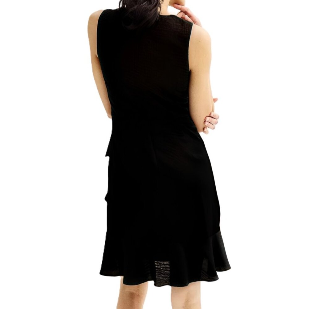 Nine West Sleeveless Mock Wrap Mini Dress Black Size L - Picture 3 of 6